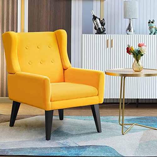 ELUCHANG Mid Century Upholstered Armchair, Yellow