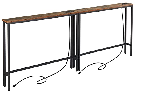 ELYKEN Narrow Console Sofa Table with Power Outlets