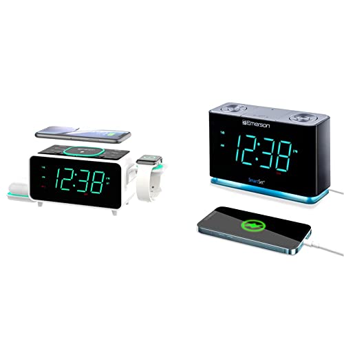 Emerson SmartSet Alarm Clock with Bluetooth Speaker and Charging Station
