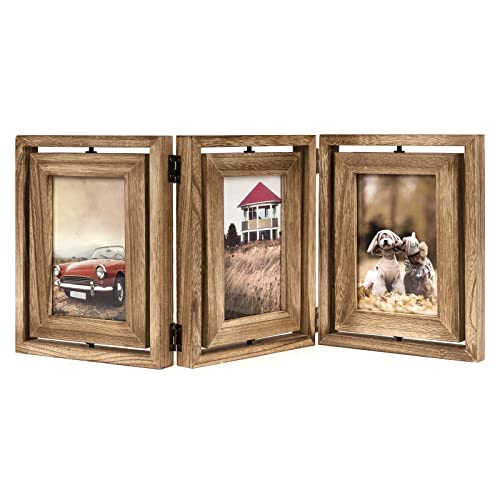 Emfogo 4x6 Rustic Wood Hinged Picture Frame