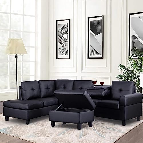 EMKK L-Shape Sofa Couch with Chaise Lounge