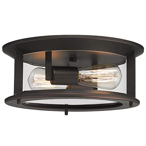 Farmhouse 12" Flush Mount Ceiling Light in Oil Rubbed Bronze" - Emliviar