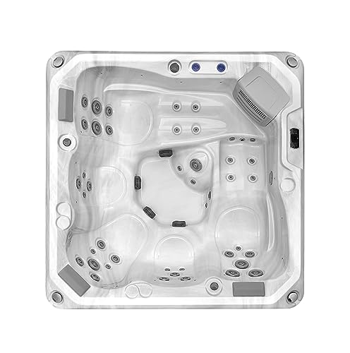 Empava 110v Hot Tub with 41 Bubble Jets and LED Lights in Cloud Gray