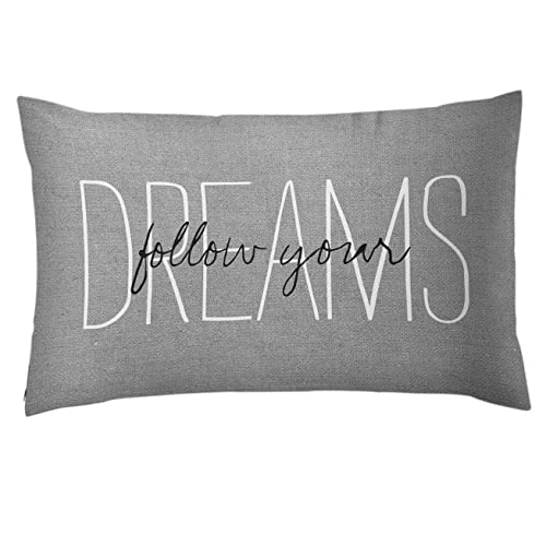 Emvency Throw Pillow Cover Rustic Gray Follow Your Dreams Decorative Pillow Case Monogram Home Decor