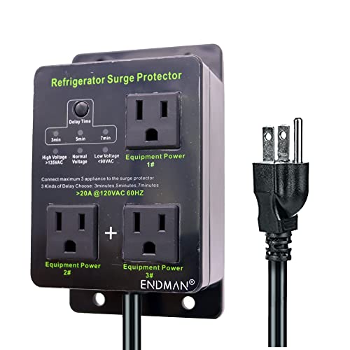 Refrigerator Surge Protector, Ortis Double Outlet Voltage Protector for  Home Appliances with Time Delay, Protects Against Brownout, Spike, Instant
