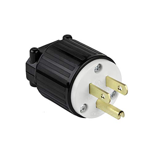 ENERLITES 15A 125V Industrial Grade Black Male Extension Plug