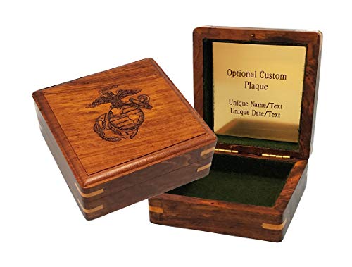 Engravable Military Hardwood Storage Box for Marines