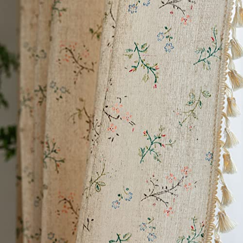 Bohemian Floral Farmhouse Curtains - 63" Length, 2 Panel Set