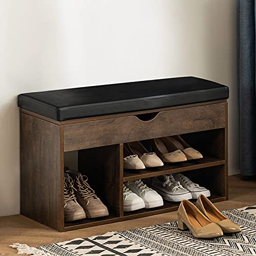 Entryway Bench with Flip Top Storage Space and Padded Cushion