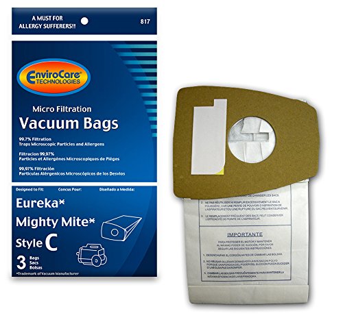 EnviroCare Vacuum Cleaner Dust Bags for Eureka Type C Canisters 3 Pack