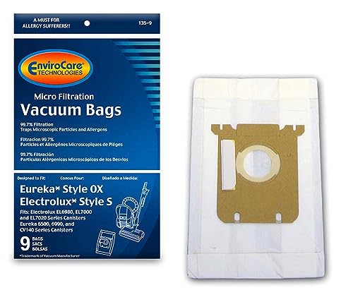 9 Pack EnviroCare Vacuum Dust Bags for Electrolux and Eureka Canisters