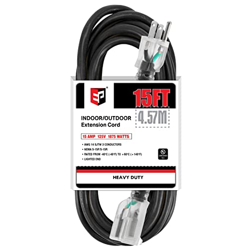 EP 15Ft Lighted Outdoor Extension Cord