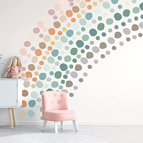 Boho Rainbow Polka Dots Wall Decal for Kids Girls Room