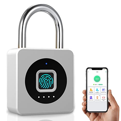 MYPIN Fingerprint Lock with Key Backup, Smart Keyless Waterproof Fingerprint Padlock Ideal for Gym, Door, Luggage, Suitcase, Backpack