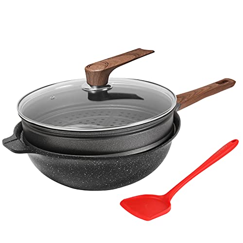 ESLITE LIFE Nonstick Woks & Stir-fry Pans with Steamer
