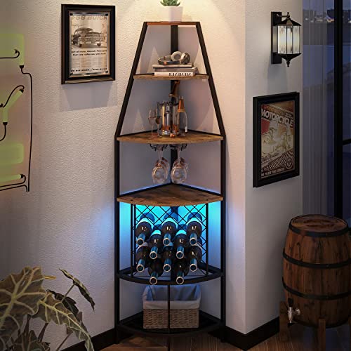 Espelism 5-Tier Corner Wine Rack with LED Light