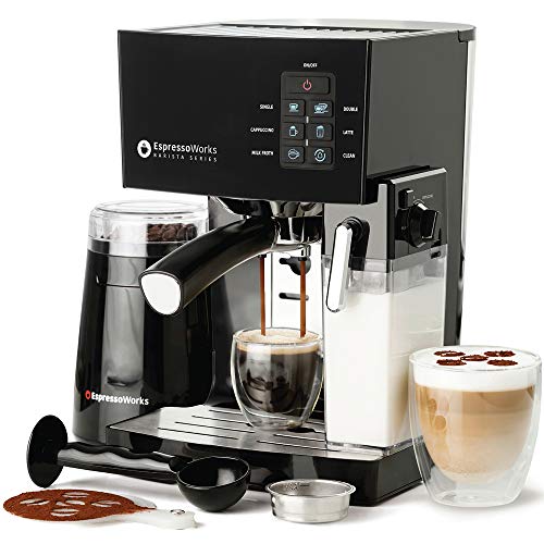 EspressoWorks 19-Bar Espresso Machine with Milk Steamer 10-Piece Set