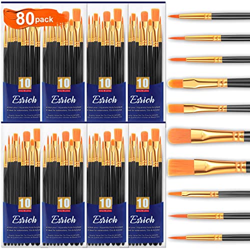 Paint Brushes Set,130pcs Nylon Hair Round Brushes Bulk Small, for Acrylic  Oil Watercolor Artist Professional Painting Kits