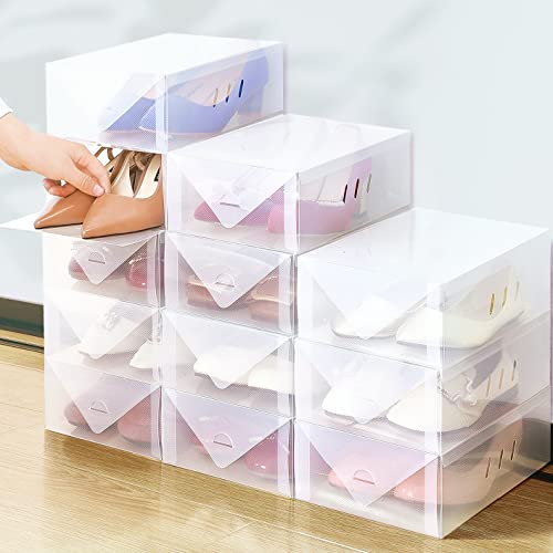 ESSBLIN Women's Stackable Shoe Storage Boxes - Set of 12