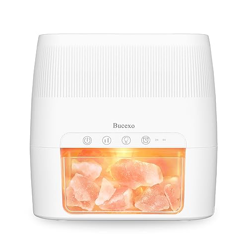 Essential Oil Diffuser, Himalayan Salt Lamp Diffuser, Aromatherapy Diffuser with Pink Salt Crystal, 300ML Diffusers for Essential Oils with Timer and Ambient Glow, Auto-Off Safety (White)