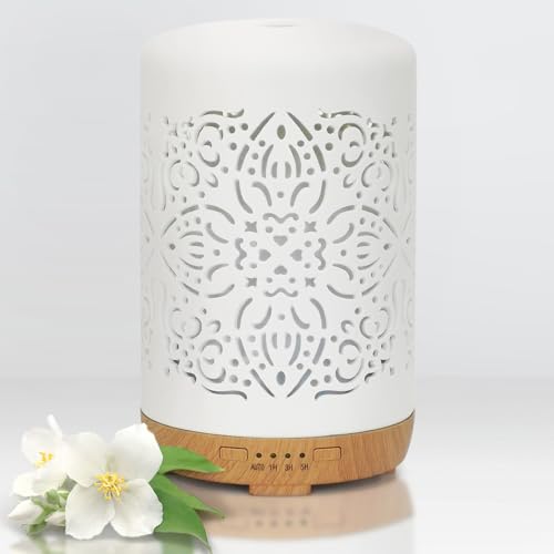 Essential Oil Diffuser White Ceramic 250 ml Timers Night Lights
