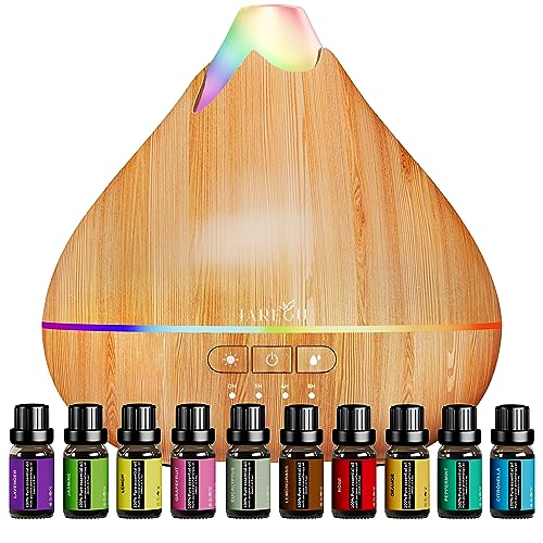  Essential Oil Diffusers for Home, 550ml Aromatherapy Diffuser  for Essential Oils Large Room with Mini Control & 4 Timer, 15 LED Light  Modes, Waterless Shut-Off, Air Diffuser Gifts for Women, Black 
