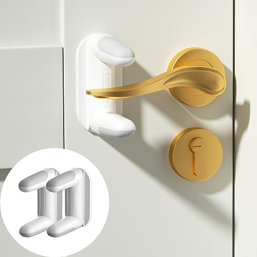 EUDEMON Baby Safety Door Lever Lock - Child & Pet Proof Latch (White, 2 Pack)