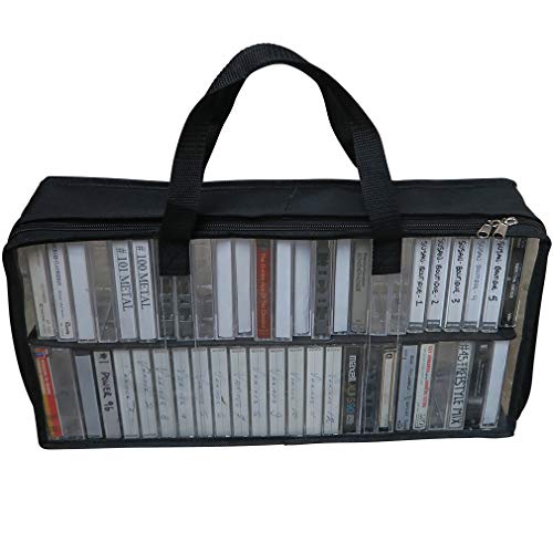 Evelots Cassette Tape Bag-See Thru Organizer