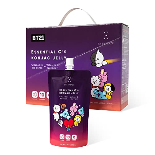 BT21 Collagen + Vitamin C Konjac Jelly | Vegan, 10 Calories, Lychee | 10 Packs