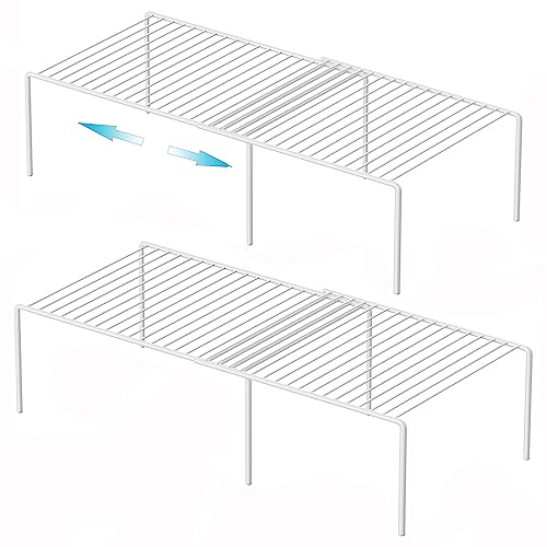 Expandable Kitchen Cupboard Organiser - Set of 2 Wire Shelf Rack