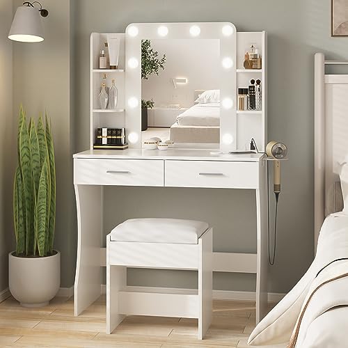 Exquisite Vanity Desk with Lights and Ample Storage