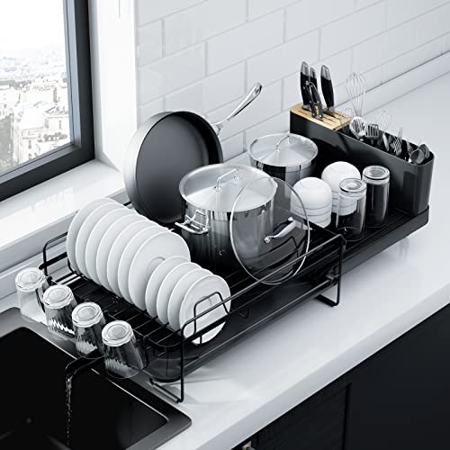 Extendable Dish Rack with Cutlery & Cup Holders