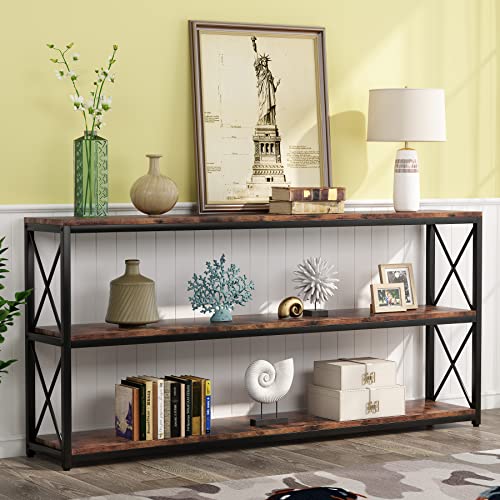 Extra Long Industrial Console Table with Open Storage
