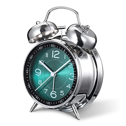 Extra Loud Retro Alarm Clock for Heavy Sleepers (Green)