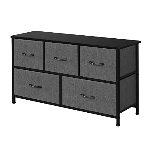 Extra Wide Dresser Storage Tower with 5 Drawers