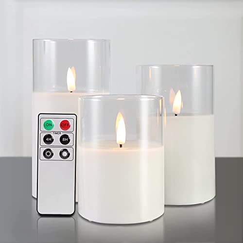 Remote Control Flameless LED Glass Candles Set - 3", 4", 5", 6