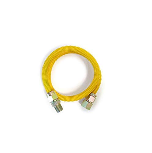 24" Flexible Yellow Epoxy Coated Gas Flex Connector Hose for Appliances