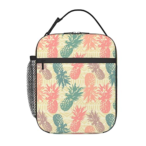 Eztrxuvl Pineapples Lunch Bag - Insulated Tote for Work, School, Picnic