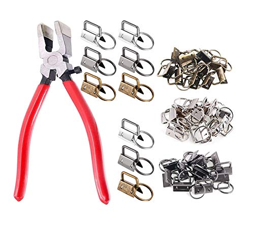 F-BBKO 42 Sets Key Fob Hardware in 3 Colors + Glass Running Pliers