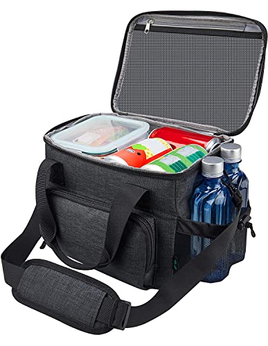 Large Insulated Lunch Bag for Men - 12L Black Cooler Bag" - F40C4TMP