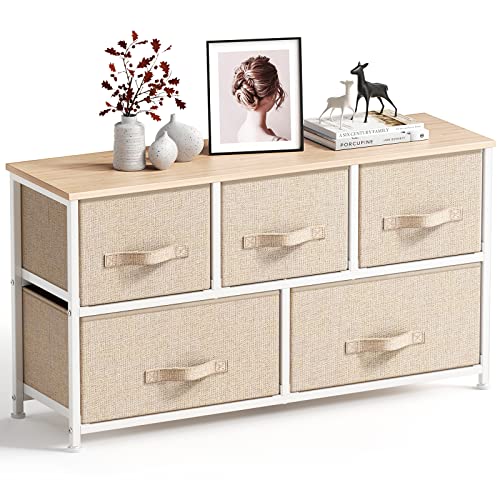 Fabric Dresser with 5 Drawers