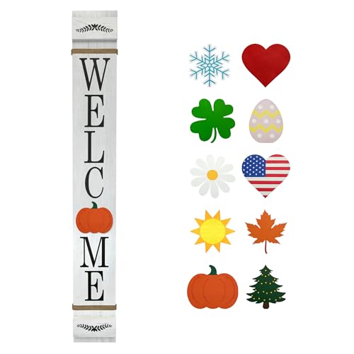 5ft Tall Interchangeable Fall Welcome Sign for Front Porch by Riverside Rustics