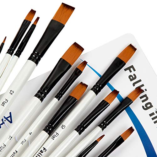 10pcs Flat Paint Brushes 1 Inch Wide, Watercolor Acrylic Paint Brush Bulk  Synthetic Nylon Oil Painting Brushes for Artists Professional Amateurs  Gouache & Acrylic Painting 