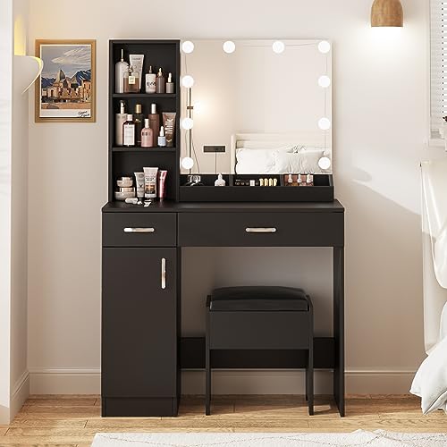 Fameill Makeup Vanity Desk with Lighted Mirror