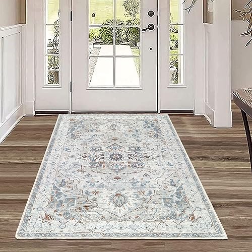 famibay 3x5 Area Rug: Vintage Throw Rug with Rubber Backing