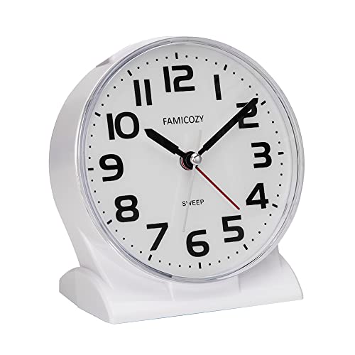 FAMICOZY 4.5" No Ticking Analog Alarm Clock