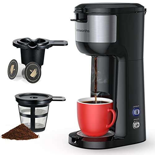 Mixpresso Mini Compact Drip coffee Maker With Brewing Basket, Red Small  Coffee Pot, One Cup Brew, Gift For Men And Women, 10.5oz Red Coffee Maker