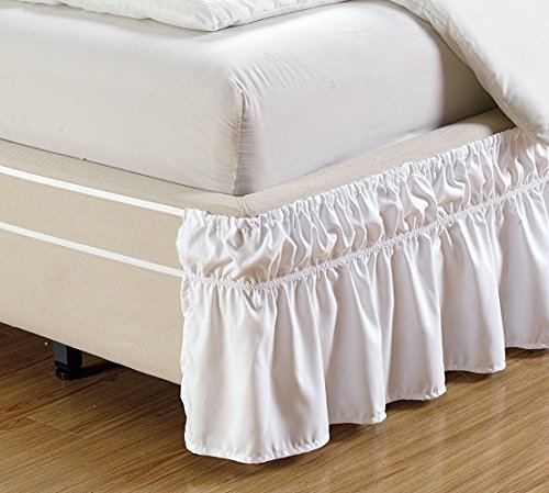 Fancy Linen Easy Fit Solid White Bed Ruffle with 17" Drop
