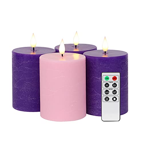 Fanna Flameless Advent Pillar Candles with Timer - Set of 4