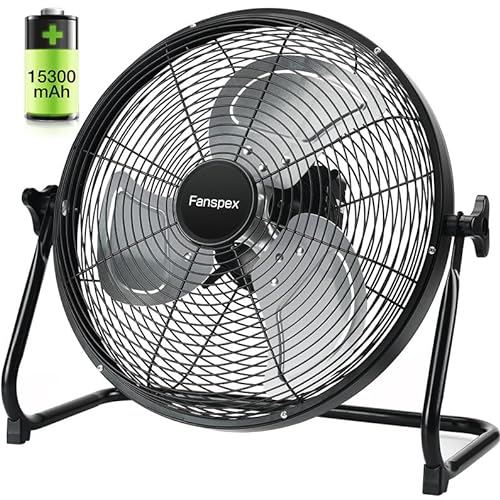 Fanspex 14-Inch Rechargeable Portable Floor Fan for Outdoor and Home Use
